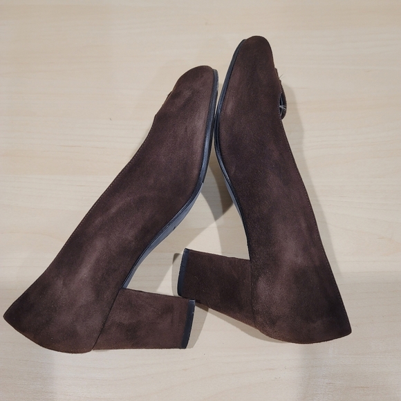 Vintage Suede Thierry Rabotin Peep Toe Block Heels - sz 36.5 EU - Picture 2 of 12